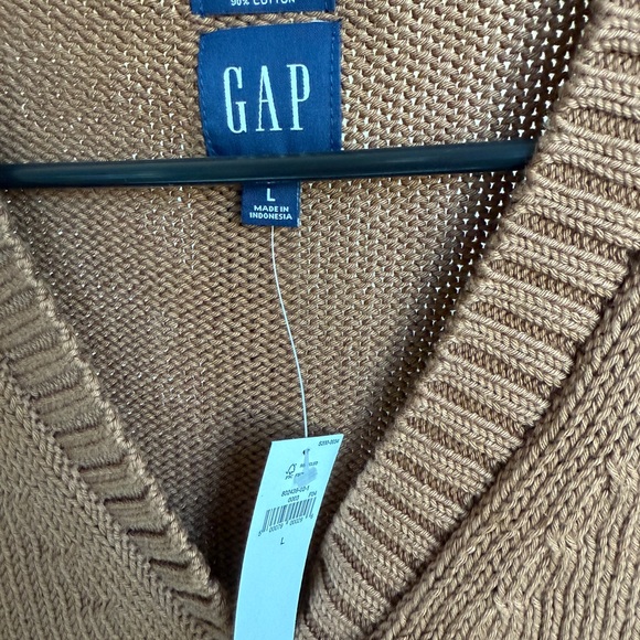 GAP NWT Linen and Cotton Blend Cardigan Sweater Women’s L in Warm Brown - Picture 3 of 7